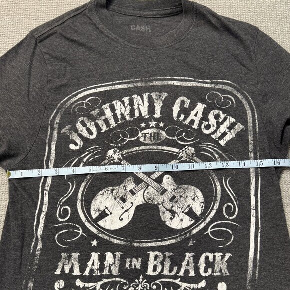 Johnny Cash Man In Black Graphic T-Shirt Short Sleeve Charcoal Gray Adult Small - Picture 7 of 10